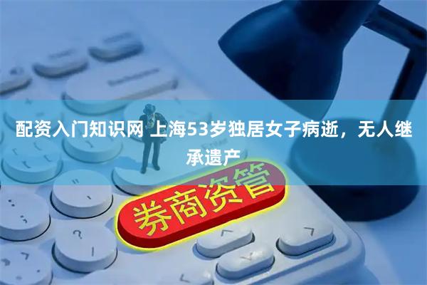 配资入门知识网 上海53岁独居女子病逝，无人继承遗产